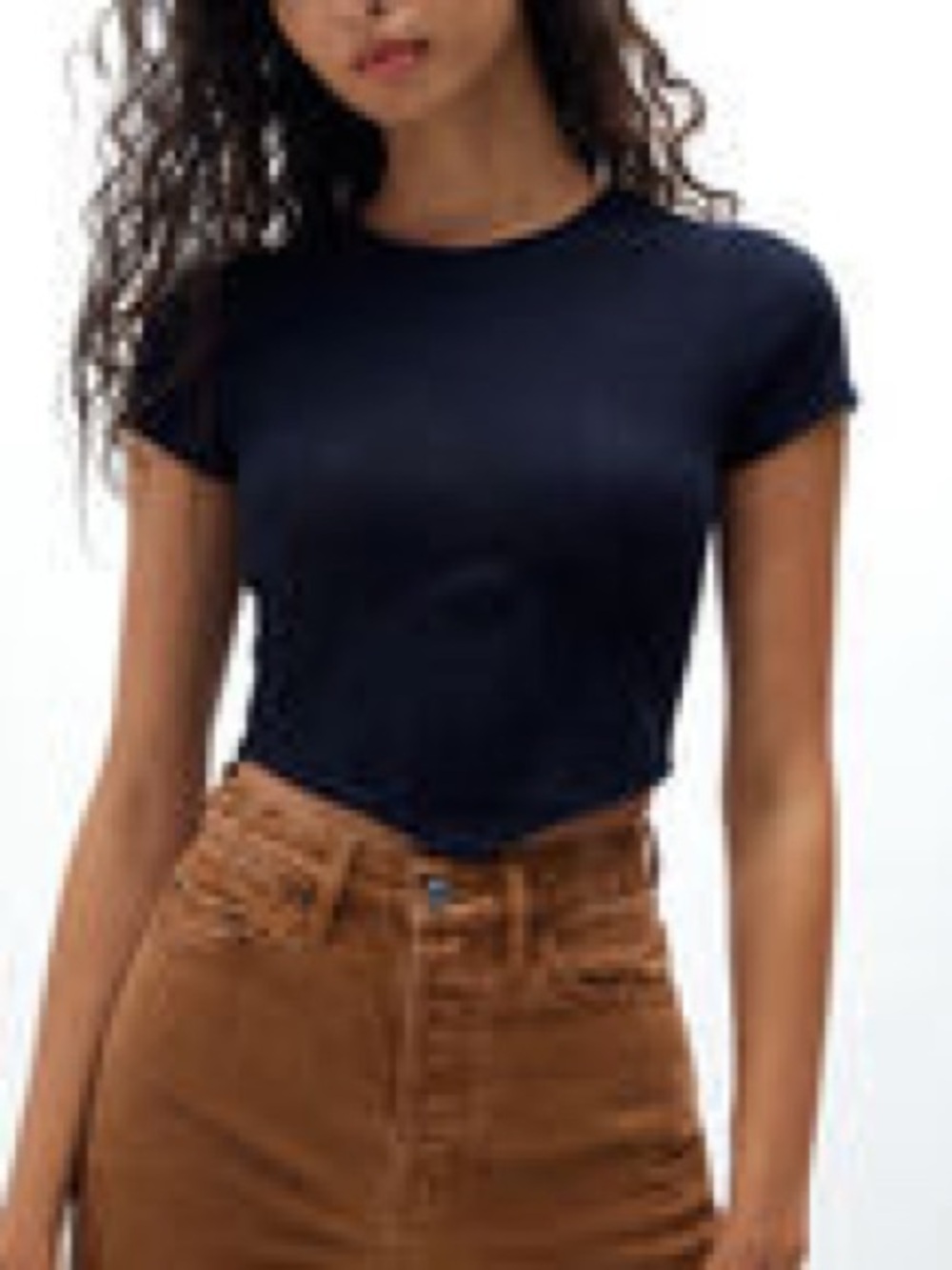 Black Ribbed Cropped Tee - Picture 2 of 2